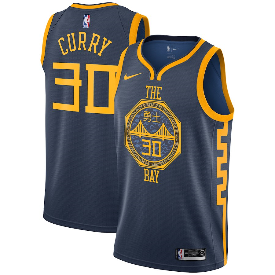 Men's Golden State Warriors #30 Stephen Curry Navy 2018/2019 City Edition Swingman Stitched NBA Jersey